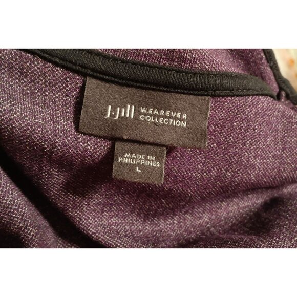 J. Jill Wearever Collection Large Purple Black Mirco Houndstooth Long Cardigan - Picture 4 of 5